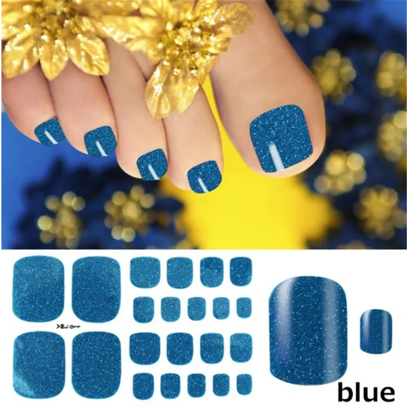 toenails blue 1 лист, наклейка для ногтей, фольга для украшения ногтей, водостойкая наклейка для беременных женщин - Цвет: toenails blue