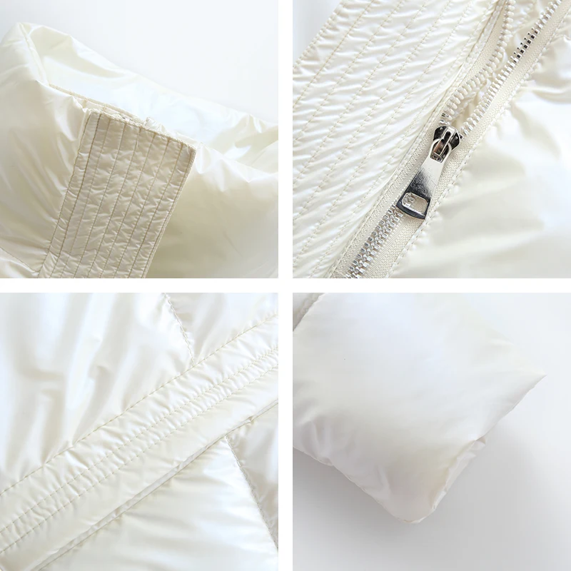 

2020 Winter Women Long Jacket Shiny Thick Oversized Female Cold Coat Stand Collar Solid Loose Cotton Padded Casual Parkas Woman