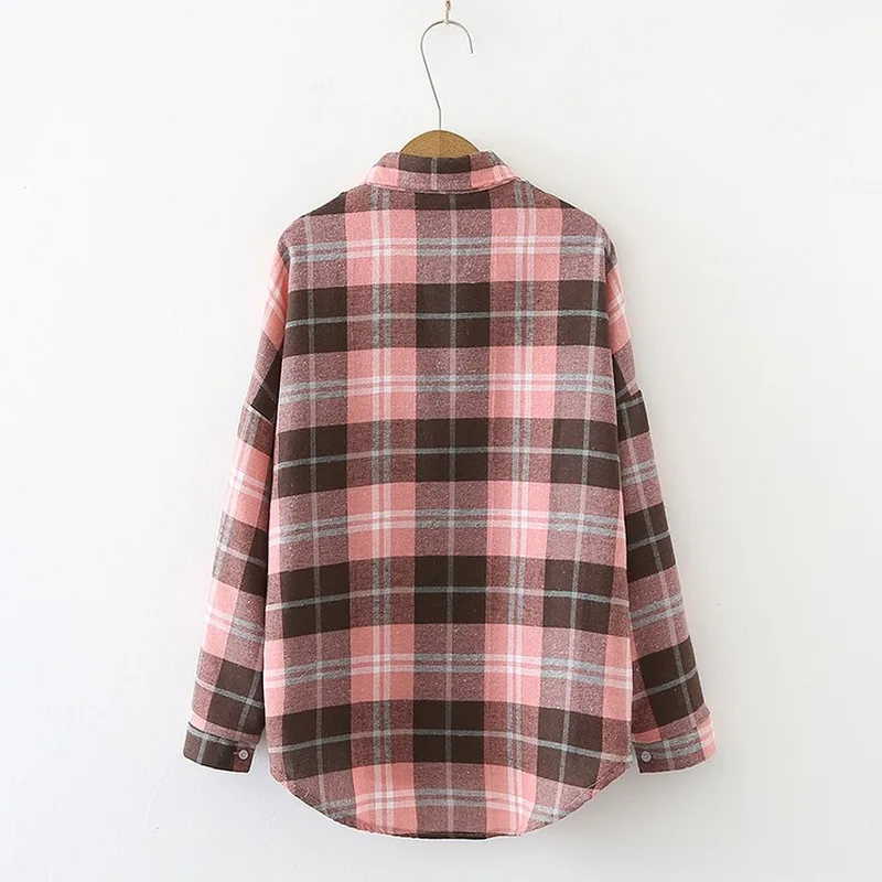

Spring and Autumn 2020 Korean Loose Casual Plaid Shirt Top for Women Clothing Office Workwear Blusas Female Button Up Shirt 0894
