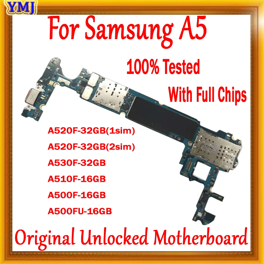 

EU Version for Samsung Galaxy A5 A520F A530F A510F A500FU Motherboard 100% Original unlocked with full chips logic board