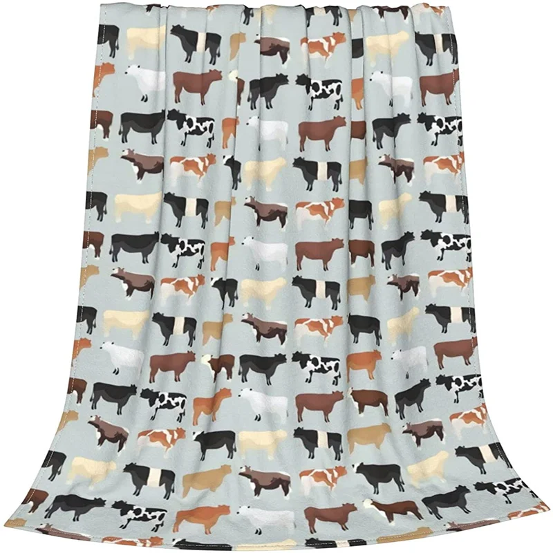 

Farmhouse Cows Navajo Cubre Camara Green Throw Blanket 3D Print On Demand Sherpa Super Comfortable For Sofa Thin Quilt