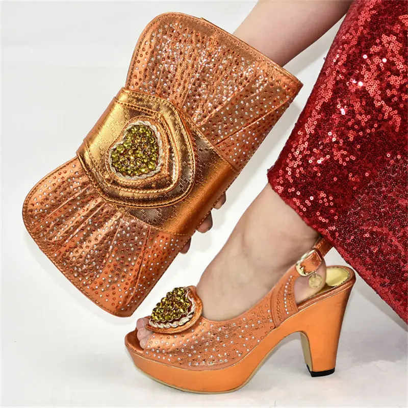 

Hot Selling African Laies Shoes And Purse Set Fashion Rhinestone Pumps Shoes And Bag Set For Party 5Colors On Stock DF-102