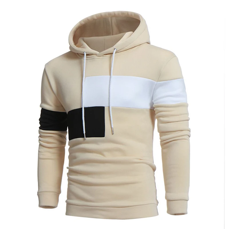 2021 Mujer Men's Fashion Patchwork Sweatshirts Drawstring Pullovers Tops Male Loose Hoodies Tracksuit  Fitness Quality Outwear