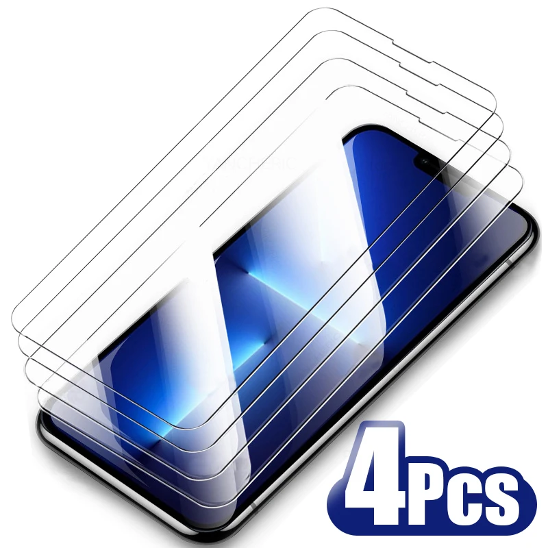 

4 шт. закаленное стекло с полным покрытием для iPhone 13 13 Pro Max, защита экрана, Защитное стекло для iPhone 13 Mini, стекло