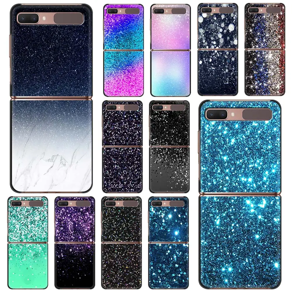 

Fashion Shiny Glow Phone Case For Samsung Galaxy Z Flip 6.7" Black Shell For Galaxy ZFlip PC Mobile Back Hard Cover