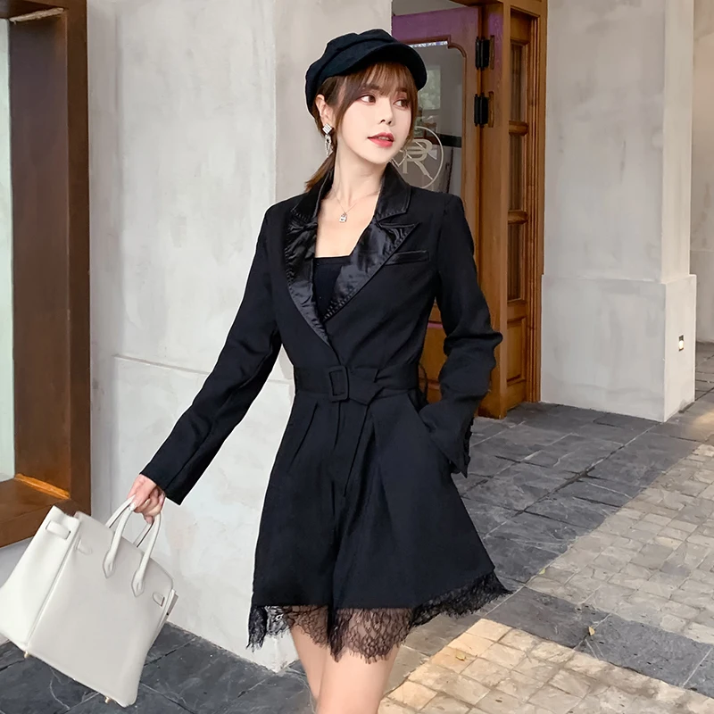 Дизайн для подиума Женский Осенний комбинезон 2019 модный кружевной лоскутный