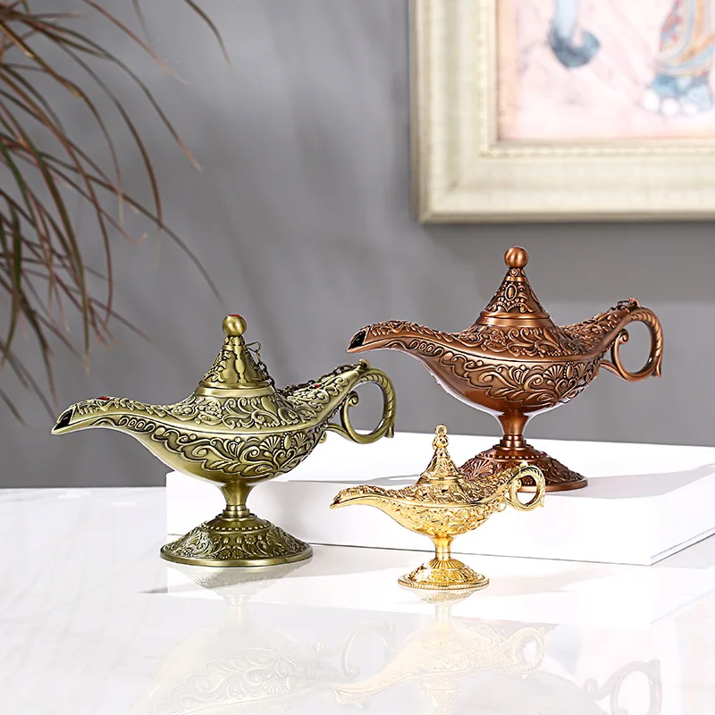 

Aladdin Lamp Colorful Metal Genie Magic Lamp Arab Mythology One Thousand and One Nights Tea Pot Retro Home Decoration Souvenir