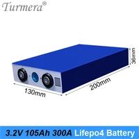 lifepo4 battery 105ah 3 2v 300a current for electric bike battery 36v 48v 12v solar panel use size 13036200mm 16piece