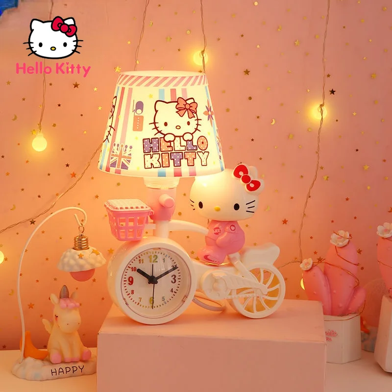 Hello Kitty Fashion Cartoon Bedroom Sleeping Lamp Simple Creative Dream Dormitory Bedside Lamp Alarm Clock Plugin