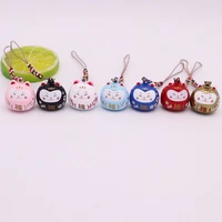cute cartoon japan water sound ringing cat bell keychain maneki neko trinkets car phone charms good luck fortune wealth gifts