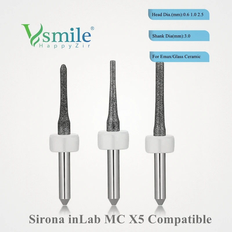 Dental Milling Burs for Zirconia Block Compatible sirona MCX5 camcad diamond coating 0.5,1.0,2.5mm