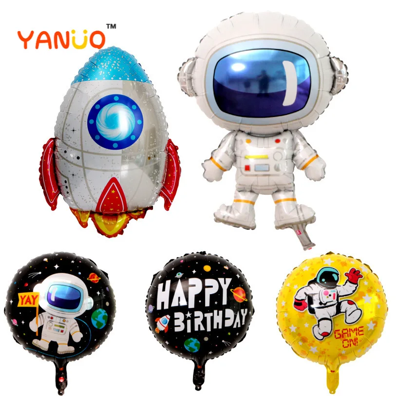 

18 inches Sci-Fi Series Astronaut Cartoons Doll Round Aluminum film Baby Birthday Party Decoration Inflated Balloon 1pcs