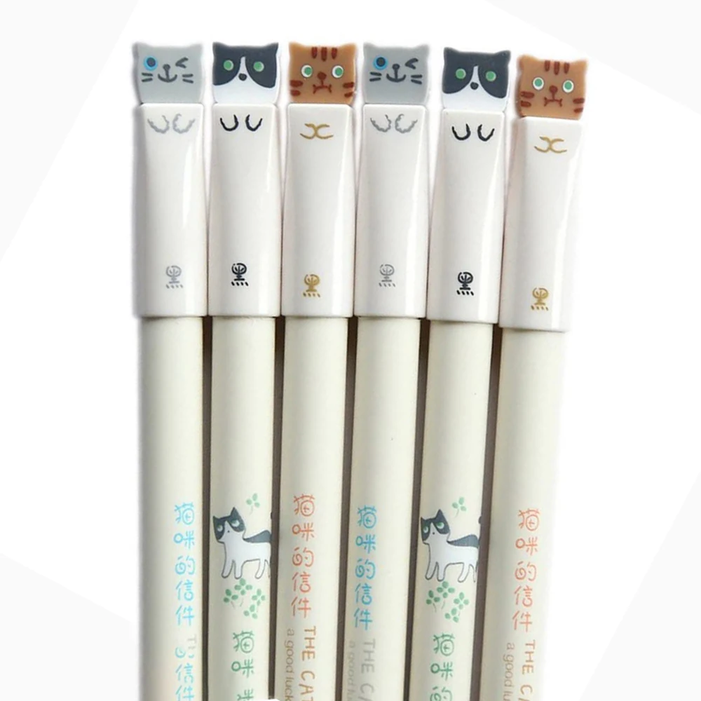 

36Pcs/Lot Japanese Cute Kawaii Cat Anime Pens Funny Ballpoint Gel Pen School Office Supply Accessory Item 2022 Stationery Thing