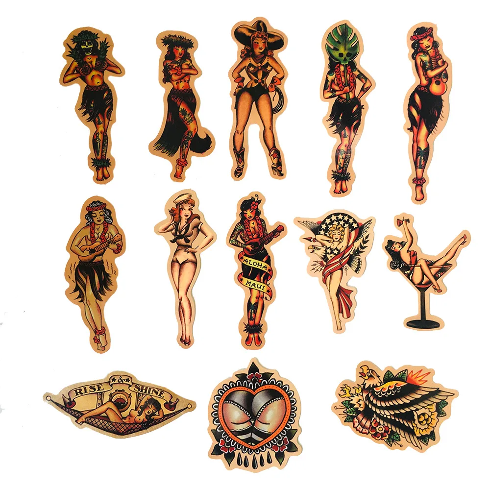Pegatinas de chica Pin Up Retro para ni&ntilde;os, calcoman&iacute;as de PVC para ordenador port&aacute;til, guitarra, coche, &aacute;lbum de recortes, 10/30/50 Uds.-3