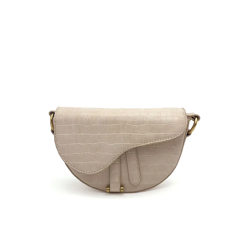 Женская сумка через плечо модная крокодиловая полукруглая седельная из