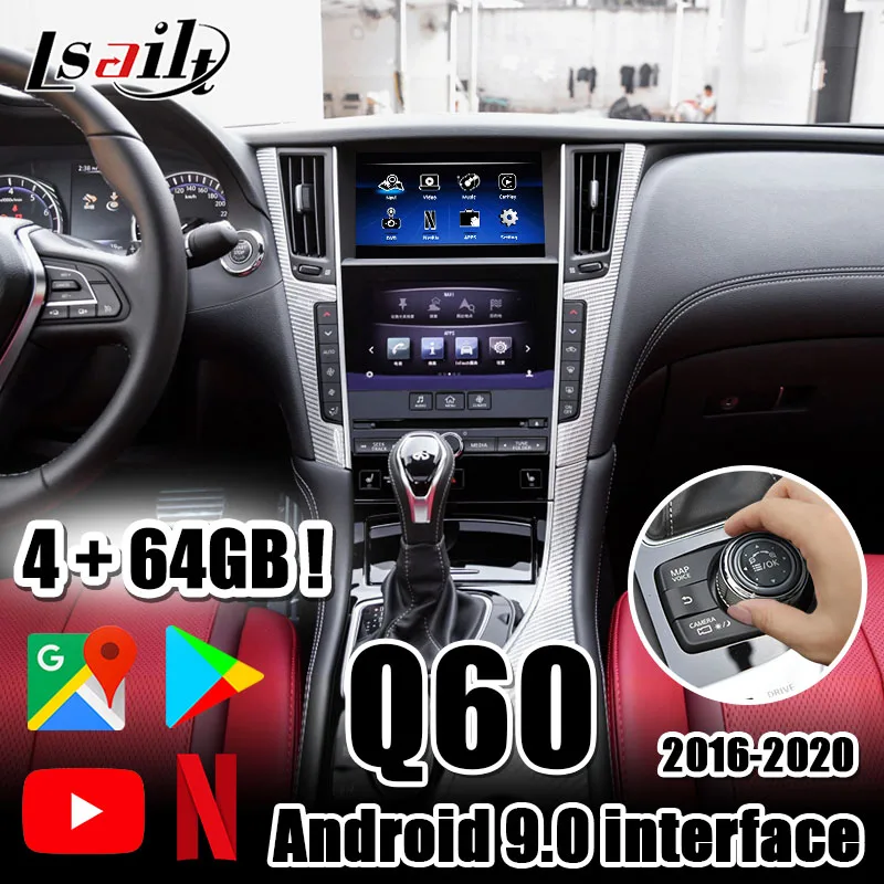 Видеоинтерфейс Lsailt 4 Гб CarPlay/Android с Android auto YouTube Netflix Яндекс для Infiniti 2016 now Q50 Q60|GPS