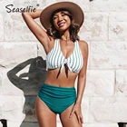 SEASELFIE комплект бикини в полоску с высокой талией, купальник для женщин, сексуальный купальник из двух частей, модель 2022 Летний Пляжный Купальник