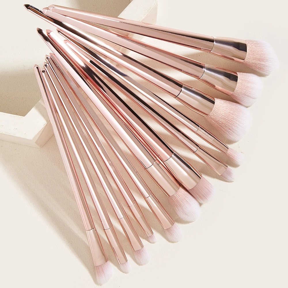 

10/12pc Champagne Makeup Brushes Set For Cosmetic Foundation Powder Blush Eyeshadow Blending Make Up Brush Beauty Tool