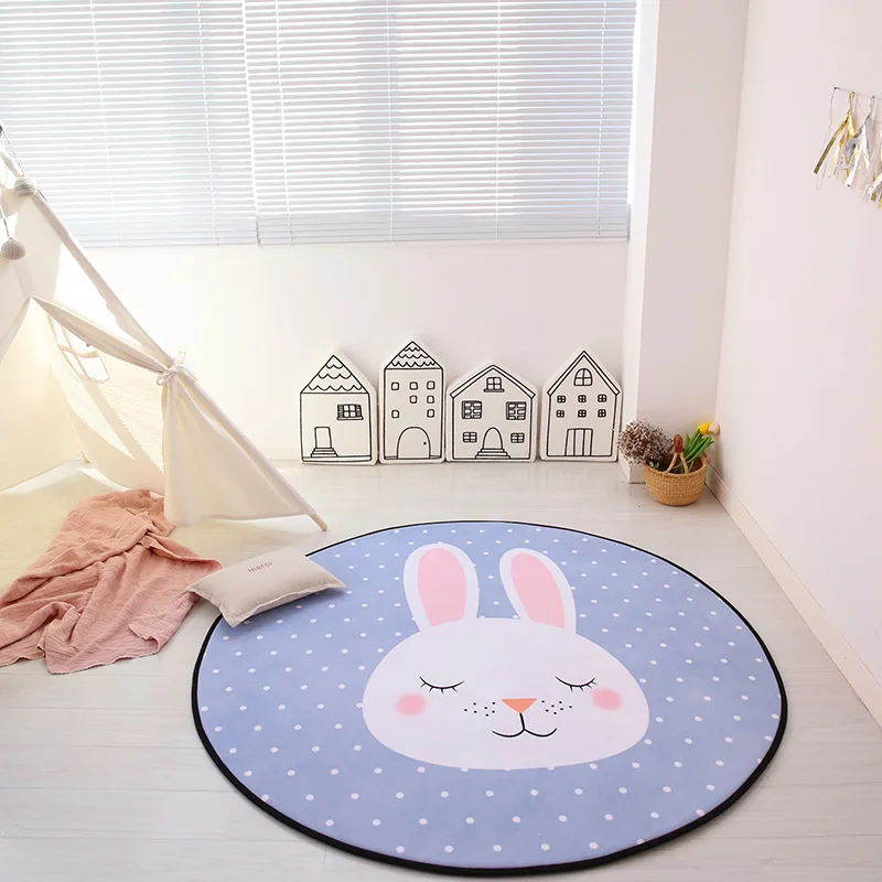 Мультяшный детский коврик круглые напольные коврики прикроватный для гостиной