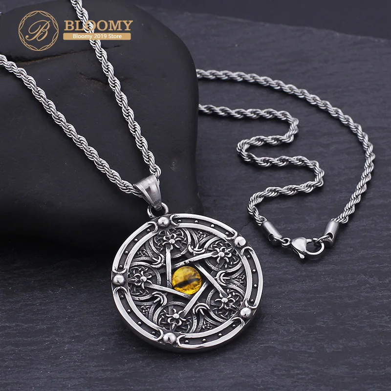 Мужское ожерелье с пентаграммой и дьявольским глазом в стиле хип хоп уличное