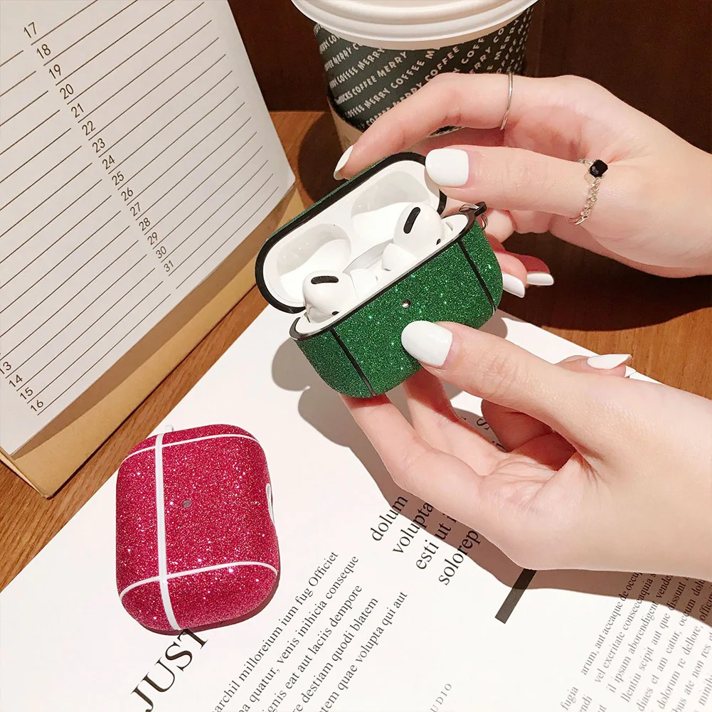 Блестящий чехол для наушников Apple AirPods Pro 3 кожаные Bluetooth наушники защитная коробка