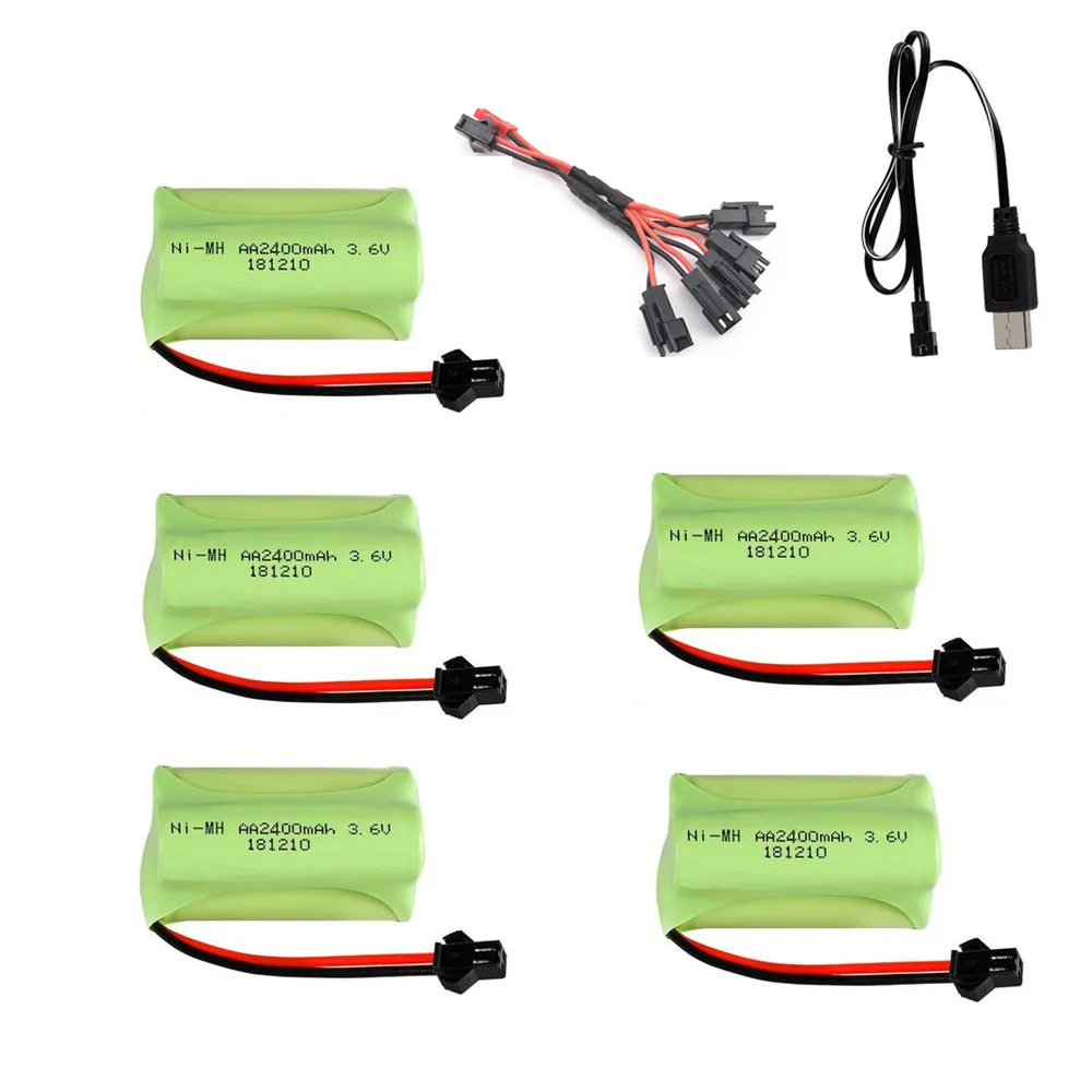 

Ni-MH 3.6V 2400mah Battery +3.6v charger For Rc toy Car Boat Gun Tank Train Robot AA 3.6v 700mah Rechargeable Battery Pack
