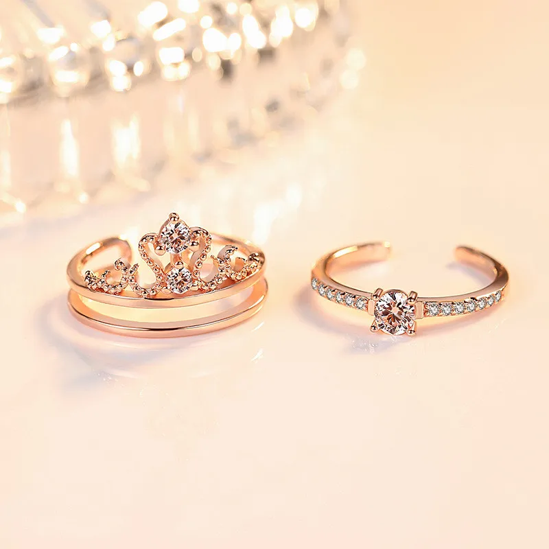 Блестящая Хрустальная корона женские кольца на палец ювелирные изделия тренд 2