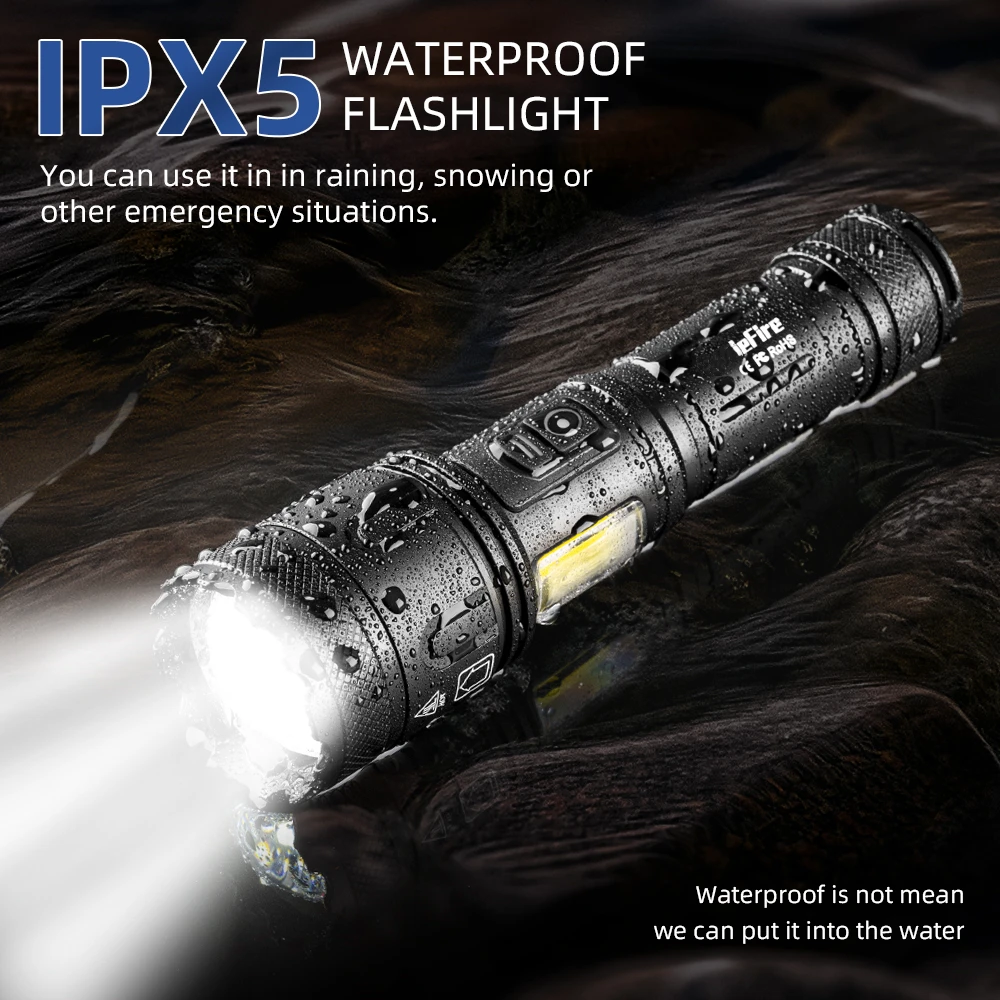 

New XHP160 16-Core+COB LED Flashlight Tactical Flashlights Zoomable Torch USB Rechargeable Flash Light Waterproof Work Light