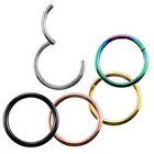 Титановое шарнирное сегментное кольцо для носа и уха, хрящевой Козелок, спиральное кольцо для пирсинга губ, кольца и штифты для носа, Радужное золото, черные украшения в стиле панк, 1 шт.