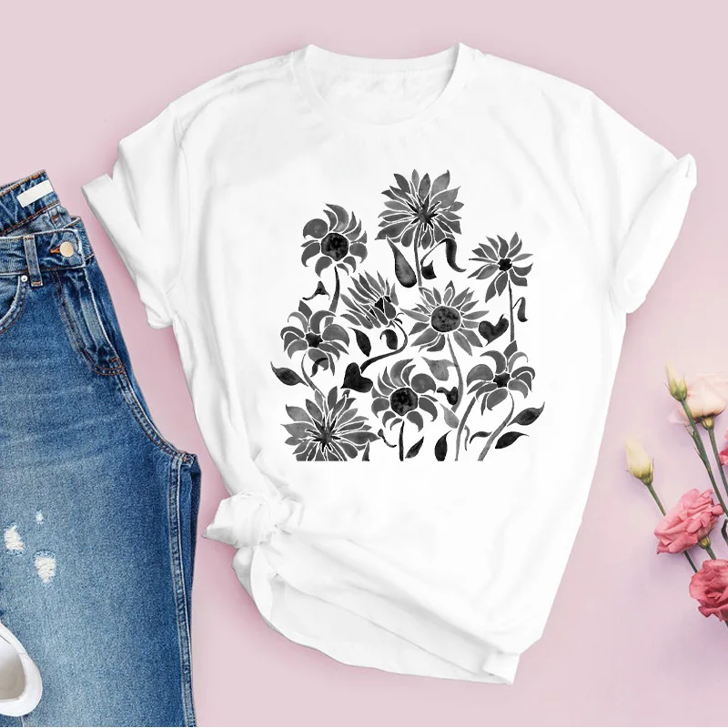 

Women 90s Style Vintage Lady Tees Print Tops Clothing Female T Shirt Graphic Flower Floral Fashion Casual Cute Womens T-Shirt