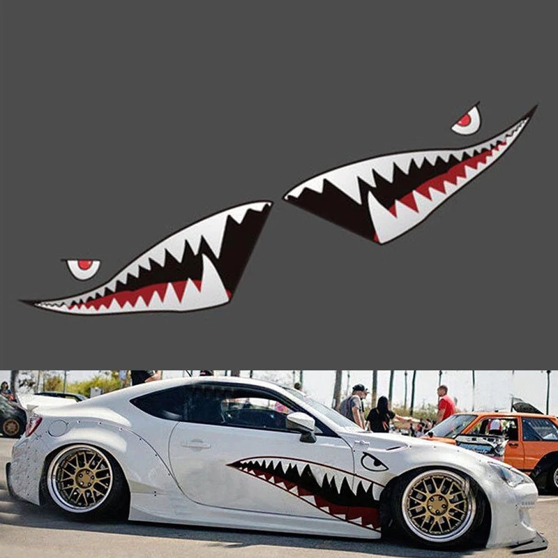 

Universal 1pair 59Inch PVC Shark Mouth Tooth Sticker Vinyl Exterior Decal For Car Trucks Vans Boats ATV