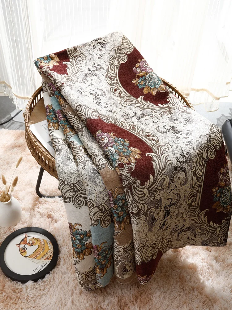 

Thick jacquard European style luxury chenille sofa cushion fabric fabric non-slip cushion combination fabric sofa processing