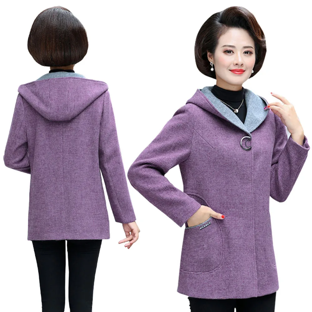 Пальто для женщин среднего возраста осень-зима модная шерстяная куртка средней