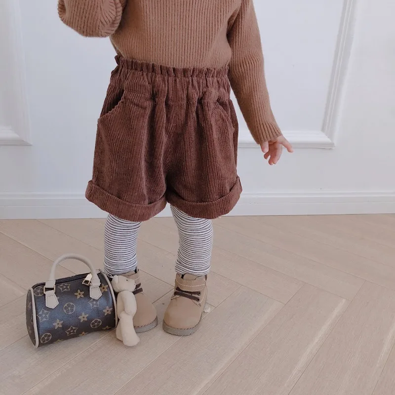 NEW girls pants five cent trousers corduroy casual kids thickened outwear fashion 1 2 3 4 5 6T | Детская одежда и обувь