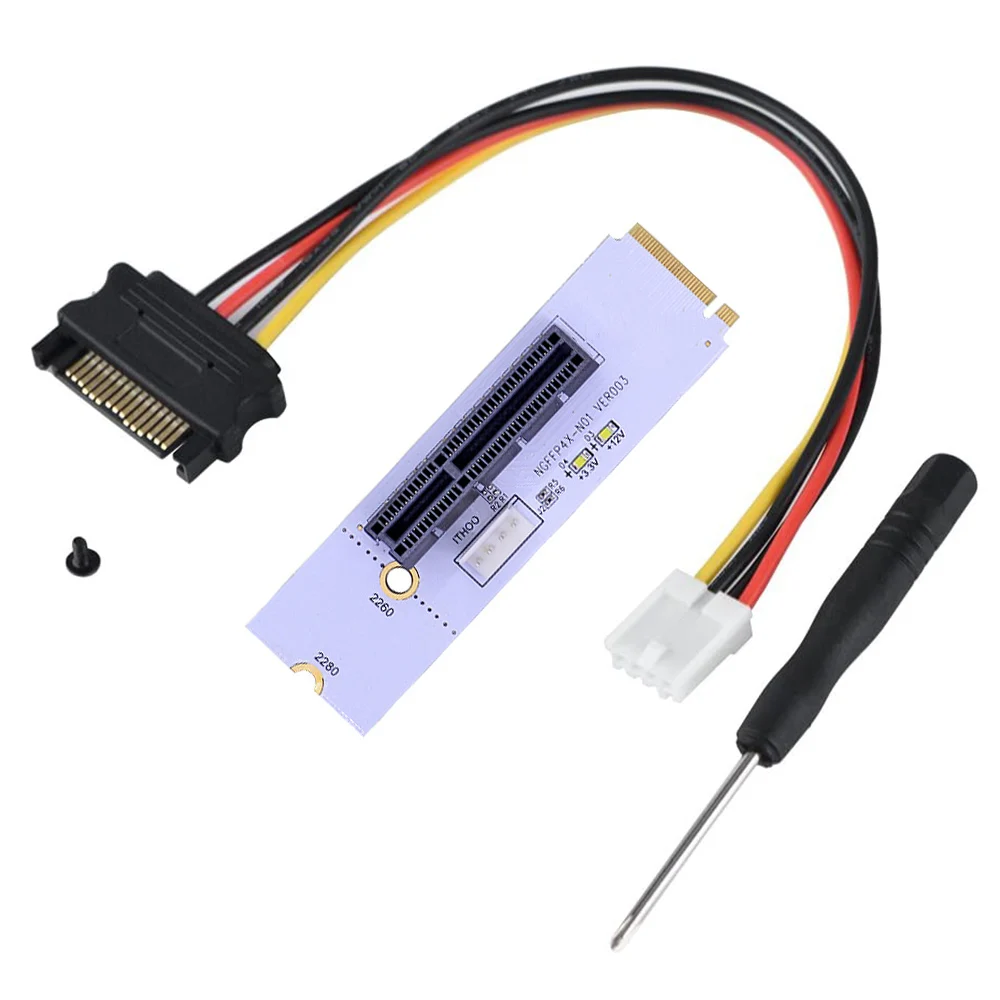 

Slot Riser Card Set NGFF M.2 to PCI-e 4X 1X M2 Key M to PCIe X4 Adapter With LED Voltage Indicator Cable for NVME Miner Mining