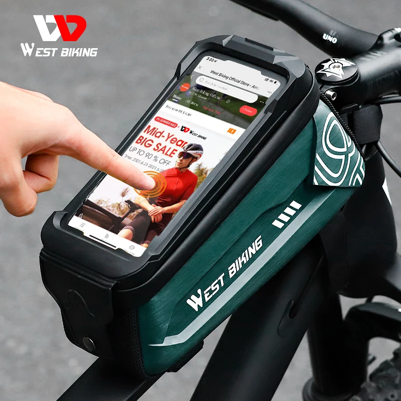 west biking bicycle bag 6 0 7 2 inch phone bag waterproof front frame cycling bag sensitive touch screen mtb road bike bag free global shipping