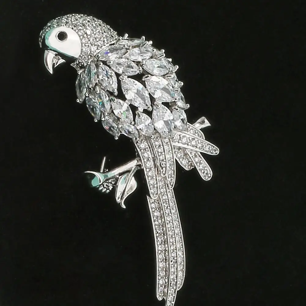 Neoglory белая брошь попуги из циркония ААА для женщин высококачественные