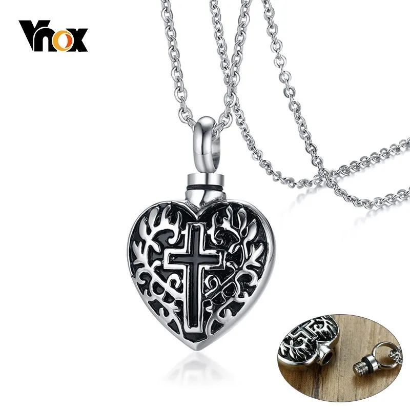 Vnox ожерелье-сувенир сердце любовь кулон для зола после кремации из нержавеющей