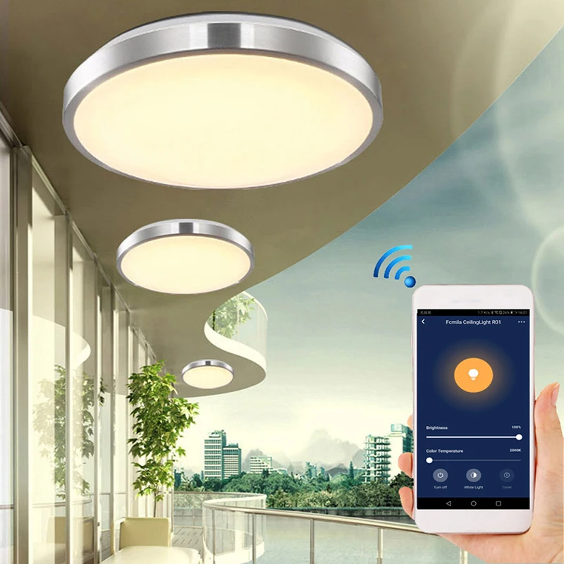 Wi Fi интеллигентая (ый) Спальня Гостиная голос Управление светодиодный круглый
