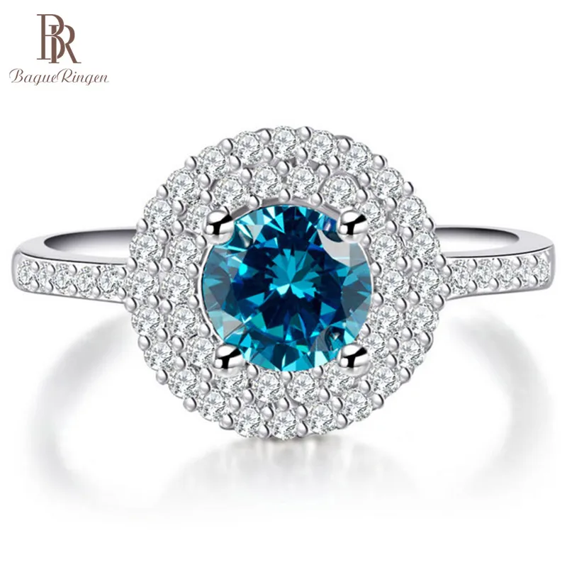 Женское кольцо с синим сапфиром Bague Ringen вечерние ювелирные изделия из