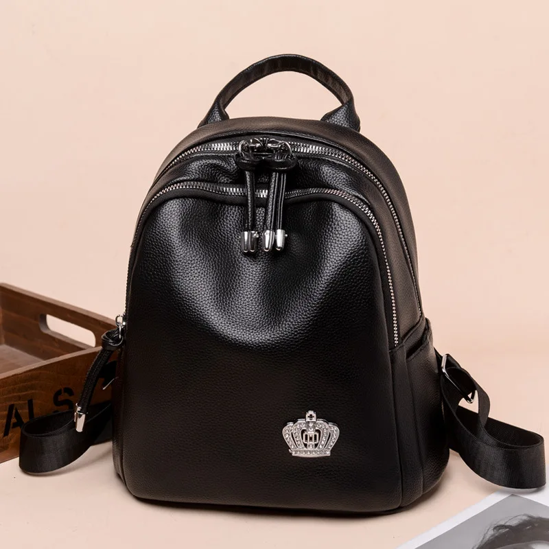 2020 повседневный рюкзак из искусственной кожи женские черные водонепроницаемые