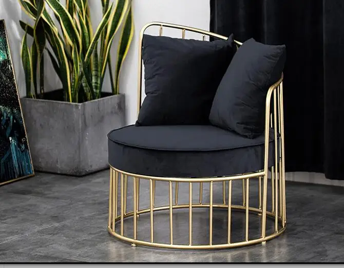 Диван-стул из кованого железа скандинавский стул для гостиной с 1 подушкой и 2