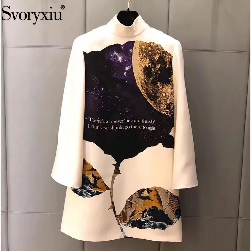 Svoryxiu дизайнерское осенне-зимнее белое платье с воротником-хомутом женские