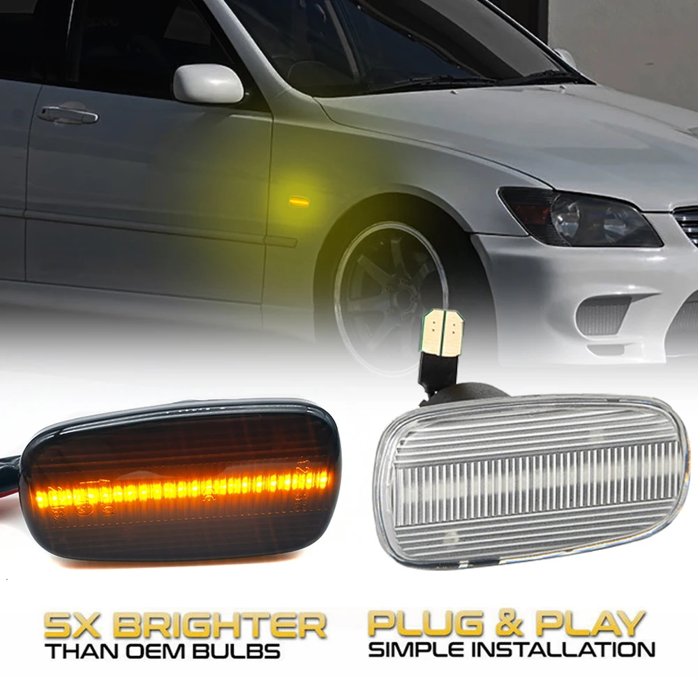 2 шт. динамическая Янтарная лампа для Toyota Prius Kluger Wish RAV4 Altezza Crown Land Cruiser Isis