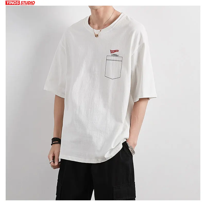 Дропшиппинг мужская Японская уличная Повседневная футболка весна 2020 льняная