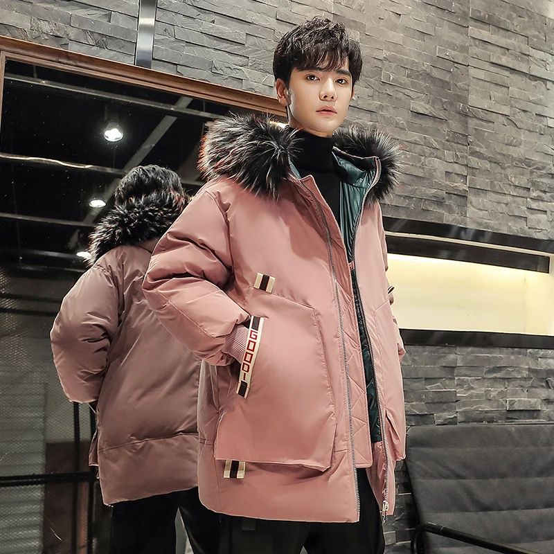 Brand Winter Warm Jacket Male Thick Fur Collar Thermal Parkas Hooded Coat Long Windproof Outerwear High Quality New Men Clothing