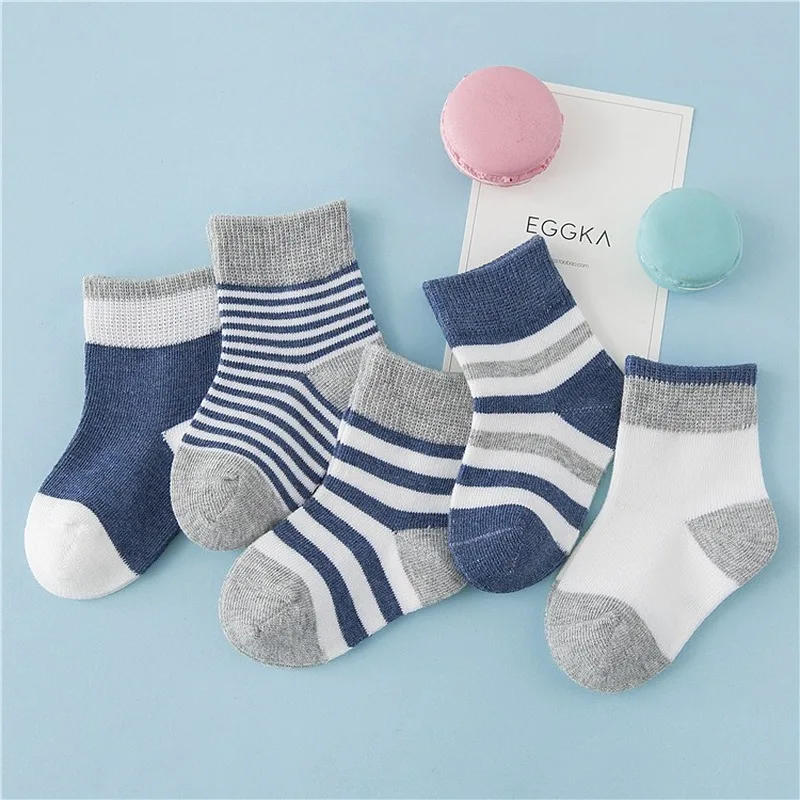 

5 Pairs Soft Cotton Kids Socks Autumn Winter Girls Children Striped Socks for 0-10 years Kids Socks Toddler Boys Sport Socks