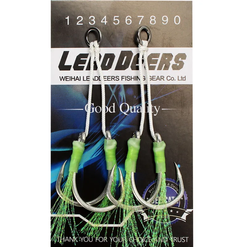 Leaddeers 10 шт./лот крючки для джиггинга в соленой воде светящиеся Крючки из