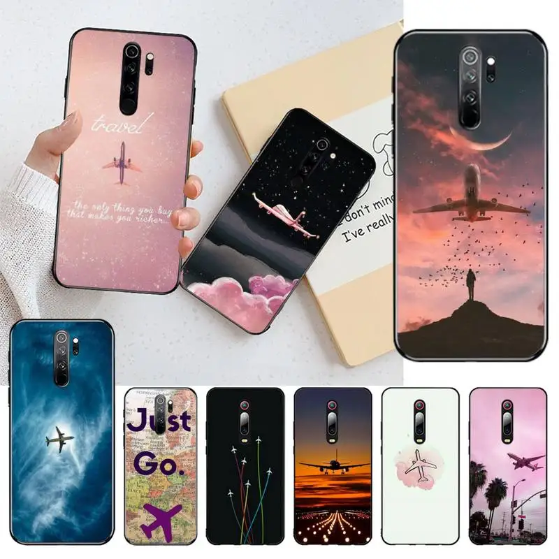 Самолет самолет Летающий путешествие облачный черный цвет для Redmi Note 9 8 8T 8A 7 6 6A Go