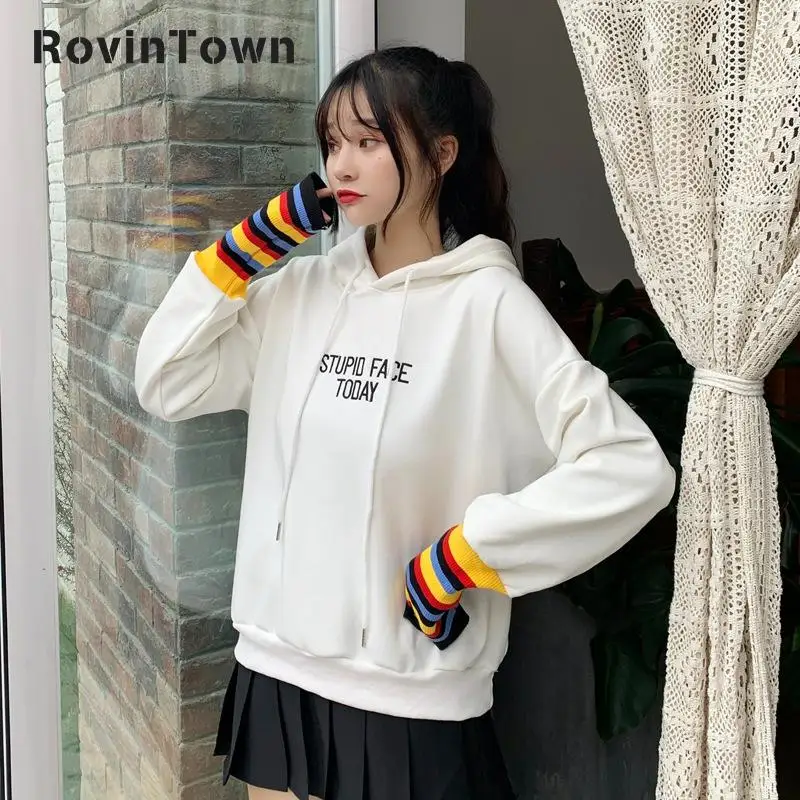 Толстовка с длинным рукавом и надписью свободного покроя|Женские толстовки